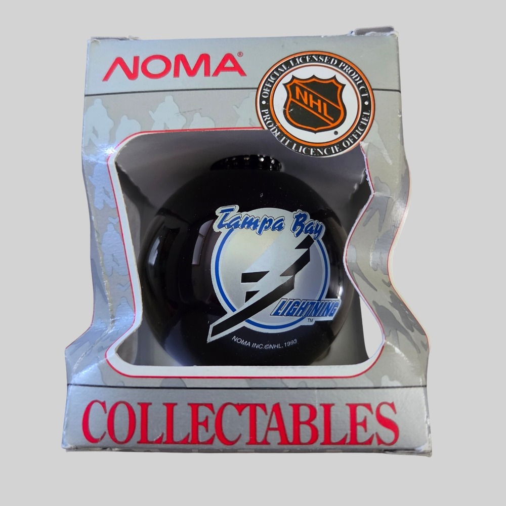 Vintage 1993 NOMA NHL Tampa Bay Lightning Glass Christmas Ornament In Box